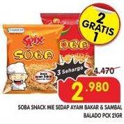 Promo Harga SOBA Snack Mie Sedap Ayam Bakar, Sambal Balado 24 gr - Superindo