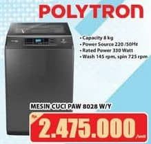 Promo Harga Polytron PAW 8028 Mesin Cuci 1 Tabung 8kg  - Hari Hari