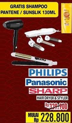 Promo Harga Philips, Panasonic, Sharp hair dryer & styler   - Hypermart