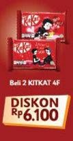 Promo Harga KIT KAT Chocolate 4 Fingers per 2 bungkus - Indomaret