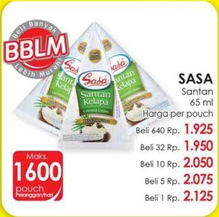 Promo Harga SASA Santan Cair per 32 pouch 65 ml - Indomaret