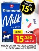 Promo Harga Diamond Milk UHT Chocolate, Low Fat High Calcium, Full Cream 1000 ml - Superindo