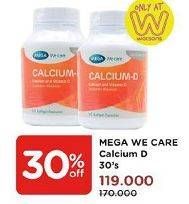 Promo Harga MEGA WE CARE Calcium-D | Multivitamin 30 pcs - Watsons