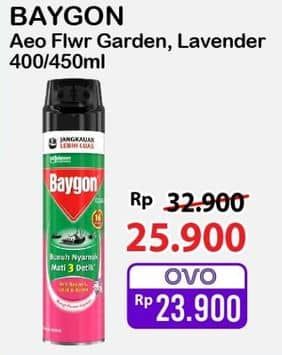 Promo Harga Baygon Insektisida Spray Flower Garden, Silky Lavender 450 ml - Alfamart