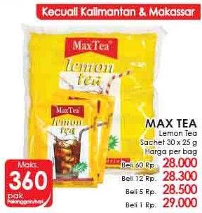 Promo Harga Max Tea Minuman Teh Bubuk Lemon Tea per 30 sachet 25 gr - LotteMart