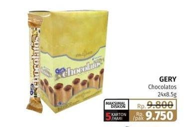 Promo Harga CHOCOLATOS Wafer Roll Cokelat per 24 pcs 8 gr - Lotte Grosir