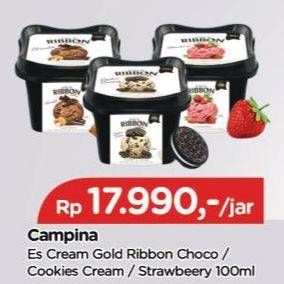 Promo Harga Campina Gold Ribbon Chocolate, Cookies Cream, Strawberry 100 ml - TIP TOP