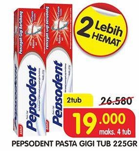 Promo Harga PEPSODENT Pasta Gigi Pencegah Gigi Berlubang per 2 pcs 225 gr - Superindo