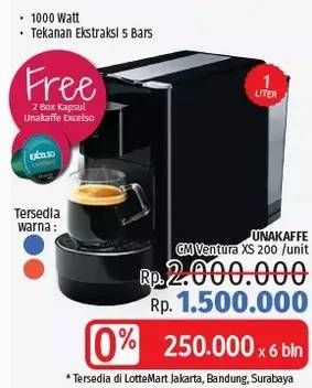 Promo Harga UNAKAFFE Ventura XS 200 | Coffee Maker  - LotteMart