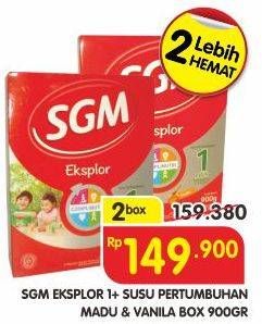 Promo Harga SGM Eksplor 1+ Susu Pertumbuhan Madu, Vanila per 2 box 900 gr - Superindo