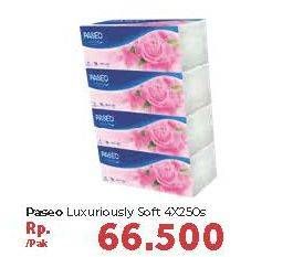 Promo Harga PASEO Facial Tissue Luxurious Soft per 4 pcs 250 pcs - Carrefour