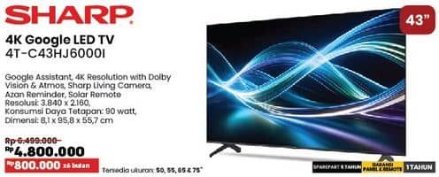 Promo Harga Sharp 4T-C43HJ6000I Google LED TV  - COURTS