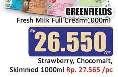 Promo Harga Greenfields Fresh Milk Strawberry, Choco Malt, Skimmed Milk 1000 ml - Hari Hari