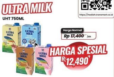 Promo Harga Ultra Milk Susu UHT 750 ml - Carrefour