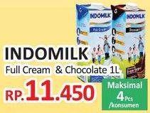 Promo Harga Indomilk Susu UHT Full Cream Plain, Cokelat 1000 ml - Yogya