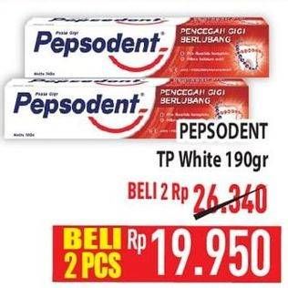 Promo Harga Pepsodent Pasta Gigi Pencegah Gigi Berlubang White 190 gr - Hypermart