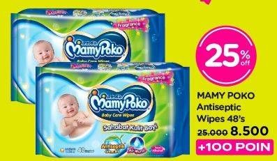 Promo Harga MAMY POKO Baby Wipes Antiseptik - Fragrance 48 pcs - Watsons