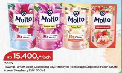 Promo Harga Molto Pewangi Casablanca Lily, Himalayan Honeysuckle, Japanese Peach, Korean Strawberry 650 ml - TIP TOP