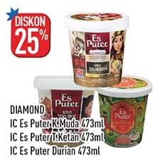 Promo Harga Diamond Es Puter Kelapa Muda, Tape Ketan, Durian 473 ml - Hypermart
