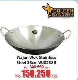 Promo Harga GOLDEN FLYING FISH Wajan Wok Stainless Steel  - Hari Hari