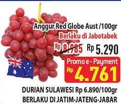 Promo Harga Anggur Red Globe Australia per 100 gr - Hypermart