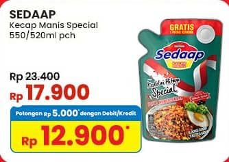 Promo Harga Sedaap Kecap Manis Kedelai Hitam Special 520 ml - Indomaret