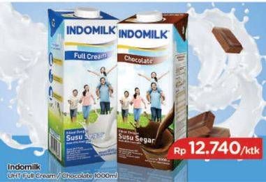 Promo Harga Indomilk Susu UHT Full Cream Plain, Cokelat 1000 ml - TIP TOP
