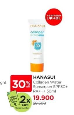 Promo Harga Hanasui Collagen Water Sunscreen SPF 30 30 ml - Watsons