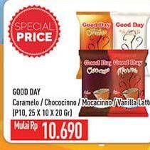 Promo Harga Good Day Instant Coffee 3 in 1 Chococinno, Mocacinno, Vanilla Latte, Rock Salt Caramello per 10 sachet 20 gr - Hypermart