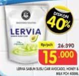 Promo Harga Lervia Sabun Cair Susu  Plus Avocado, Plus Honey, Original 400 ml - Superindo