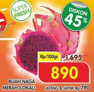 Promo Harga Buah Naga Merah Lokal per 100 gr - Superindo