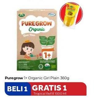 Promo Harga ARLA Puregrow Organic 1+ Girls 360 gr - Carrefour