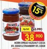 Promo Harga Morin Jam Strawberry, Hazelnut Spread With Cocoa 300 gr - Superindo