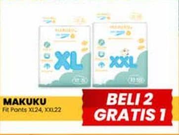 Promo Harga Makuku Comfort Fit Diapers Pants XL24, XXL22 22 pcs - Yogya