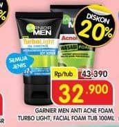 Garnier Men Garnier Men Acno Fight Facial Foam/Garnier Men Turbo Light Oil Control Facial Foam  Diskon 24%, Harga Promo Rp32.900, Harga Normal Rp43.390