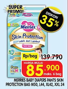 Promo Harga Merries Pants Skin Protection M50, L44, XL42, XXL34 34 pcs - Superindo