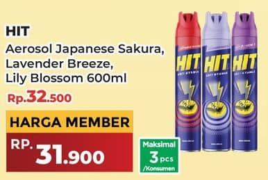 Promo Harga HIT Aerosol Japanese Sakura, Lavender Breeze, Lilly Blossom 600 ml - Yogya