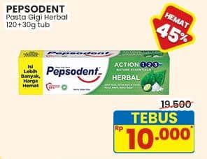 Promo Harga Pepsodent Pasta Gigi Action 123 Herbal 150 gr - Indomaret