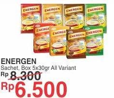 Promo Harga ENERGEN Cereal Instant All Variants per 5 pcs 30 gr - Yogya