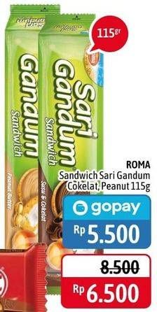 Promo Harga ROMA Sari Gandum Peanut Butter, Susu Cokelat 115 gr - Alfamidi