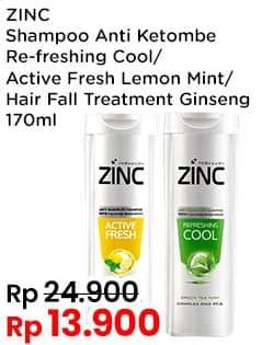 Promo Harga Zinc Shampoo Refreshing Cool, Active Fresh Lemon, Hair Fall Treatment 170 ml - Indomaret