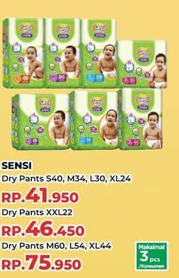 Promo Harga Sensi Dry Pants M60, L54, XL44 44 pcs - Yogya