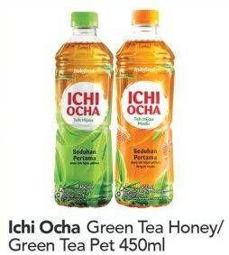 Promo Harga ICHI OCHA Minuman Teh Honey, Green Tea 450 ml - Carrefour
