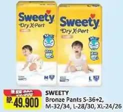 Promo Harga Sweety Bronze Pants Dry X-Pert XL26, XL24, S36+2, M34, M32, L30, L28 24 pcs - Alfamart