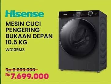 Promo Harga Hisense WD105M3 Mesin Cuci Front Load  10.5 kg  - COURTS