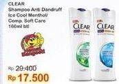 Promo Harga CLEAR Shampoo Ice Cool Menthol, Complete Soft Care 160 ml - Indomaret