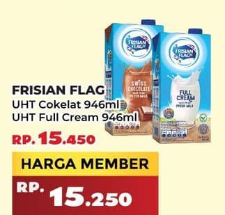 Promo Harga Frisian Flag Susu UHT Purefarm Full Cream, Swiss Chocolate 946 ml - Yogya