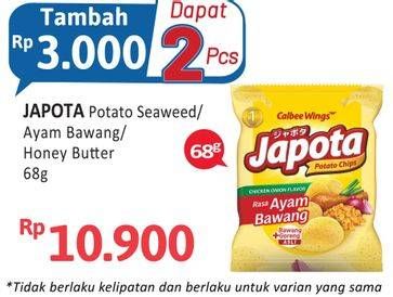 Promo Harga JAPOTA Potato Chips Umami Japanese Seaweed, Ayam Bawang, Happy Honey Butter 68 gr - Alfamidi