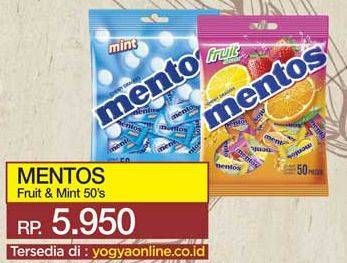 Promo Harga MENTOS Candy Mint, Fruit 135 gr - Yogya