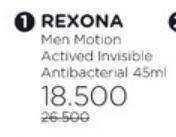 Promo Harga Rexona Men Deo Roll On Invisible + Antibacterial 45 ml - Watsons
